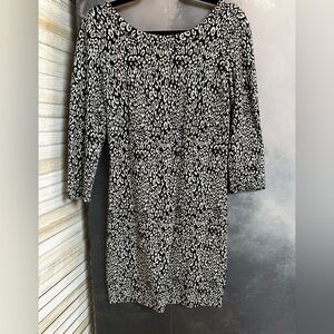Trina Turk Black and White Patterned Long Sleeve Dress